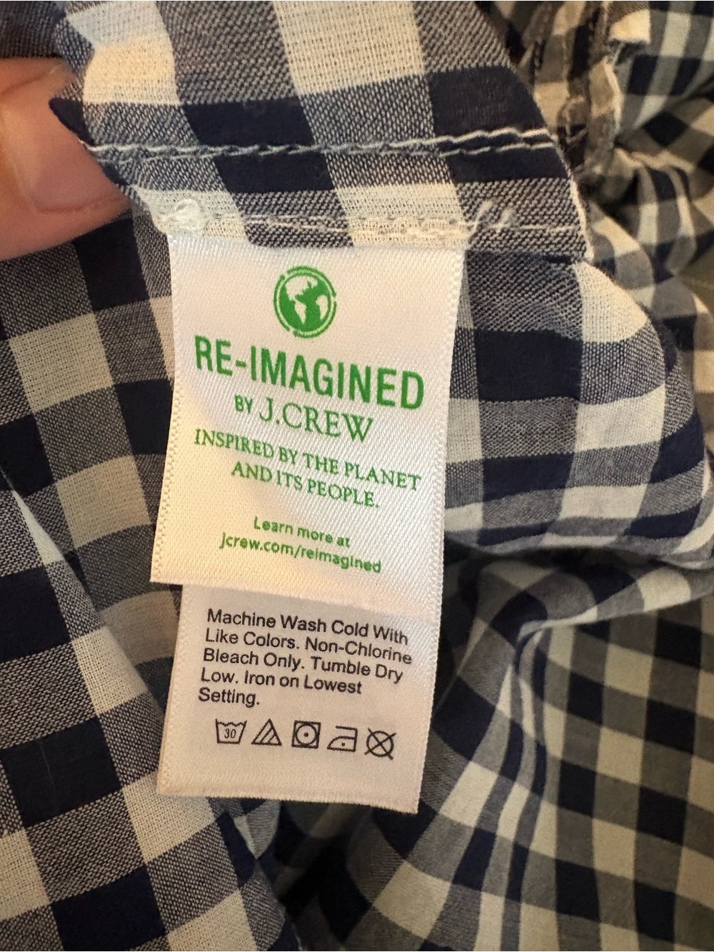 J. Crew Navy and White Gingham Button-Down Shirt - Picture 5 of 5
